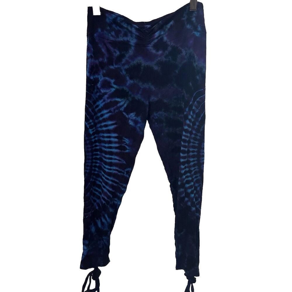 Harem Pants Leggings Patch Dye Tie Dye Capris Cotton Wrap Leg Indigo Yoga Small